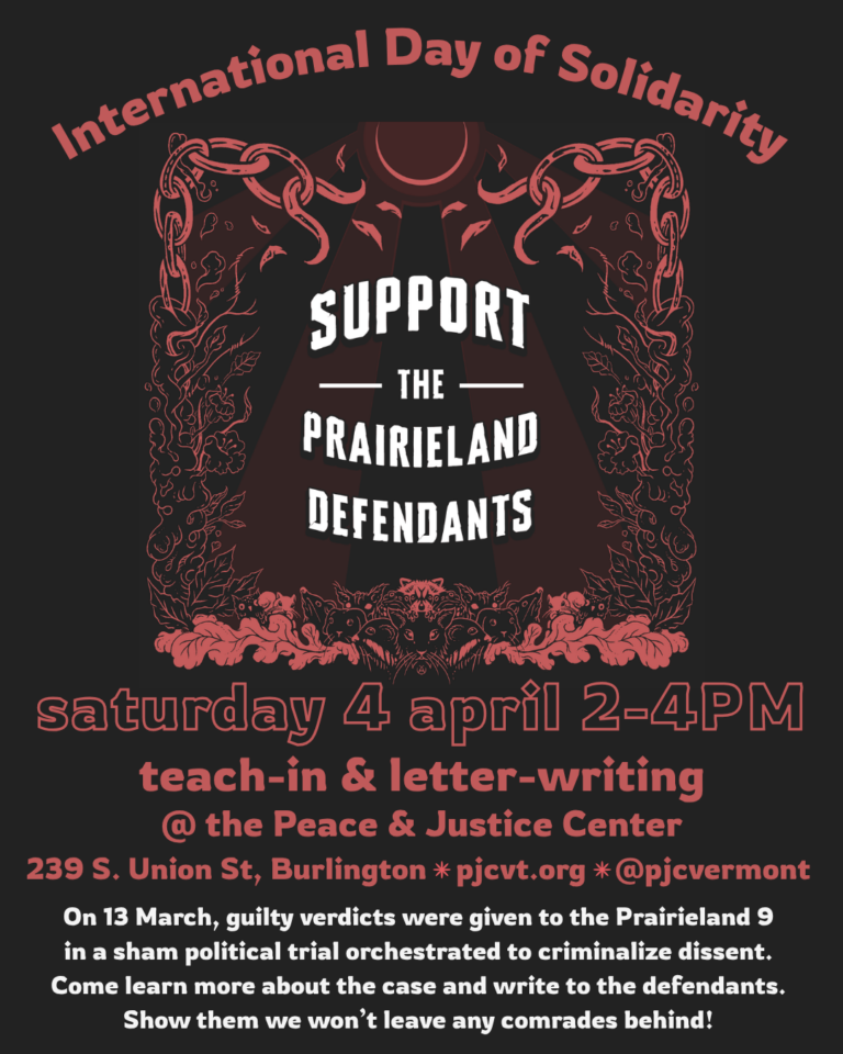 Prairieland 9 Day of Solidarity! Teach-in and letterwriting